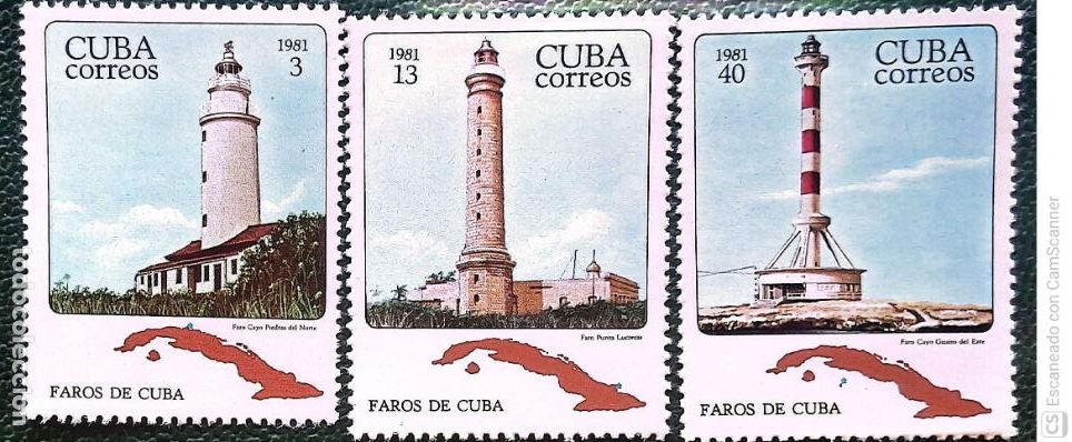 Sellos: Cuba. 2294/96 Faros: Piedras del Norte, punta Lucrecia y Guano del Este. 1981. Sellos nuevos y numer