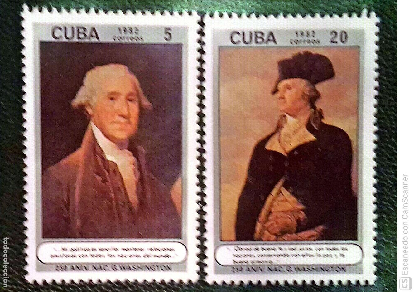 Sellos: Cuba. 2406/07 Aniversario nacimiento de George Washington: Retratos/Cuadros. 1982. Sellos nuevos y