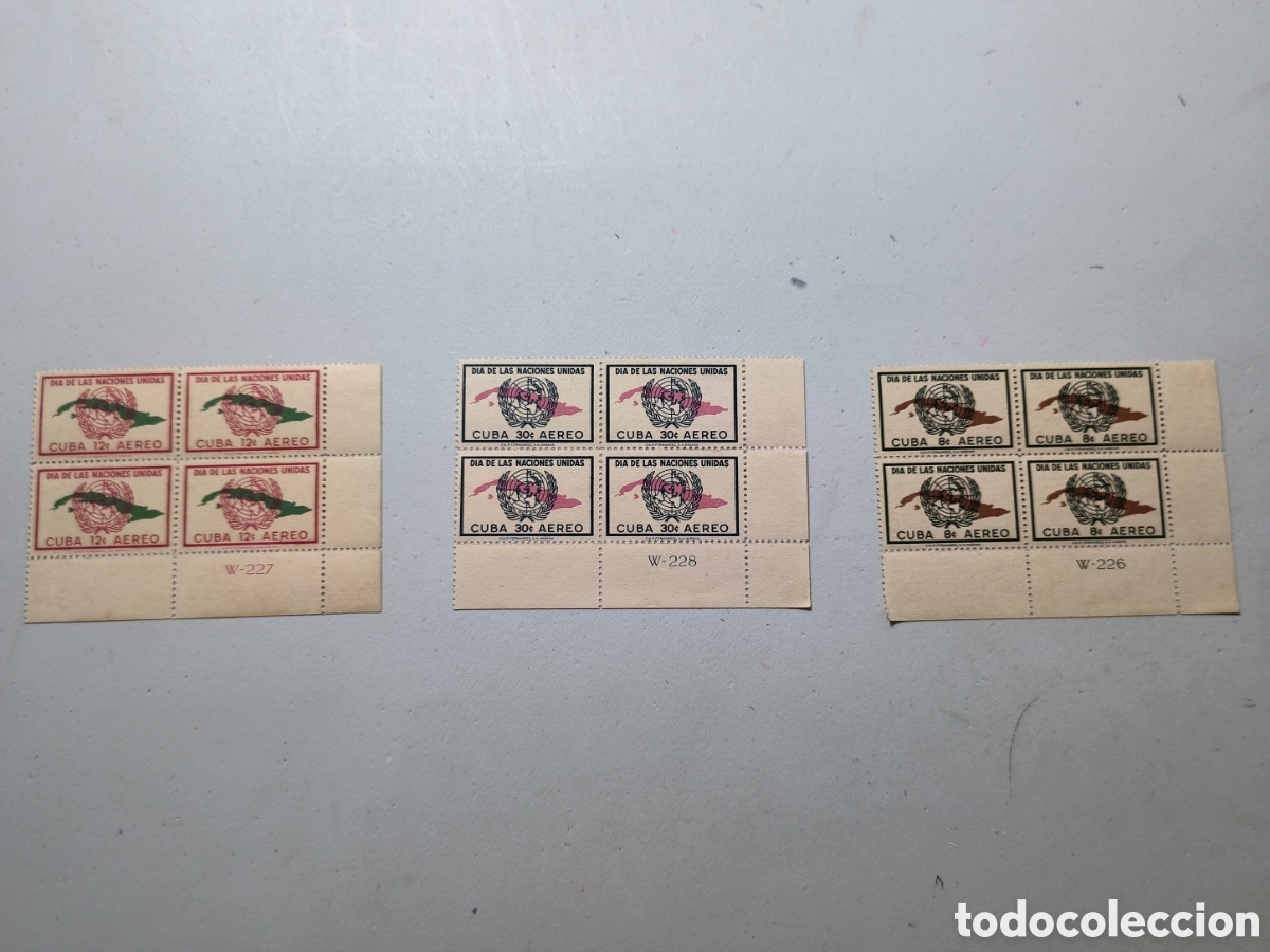 Sellos: Cuba,serie d&iacute;a de las naciones unidas 1957, bloques de 4