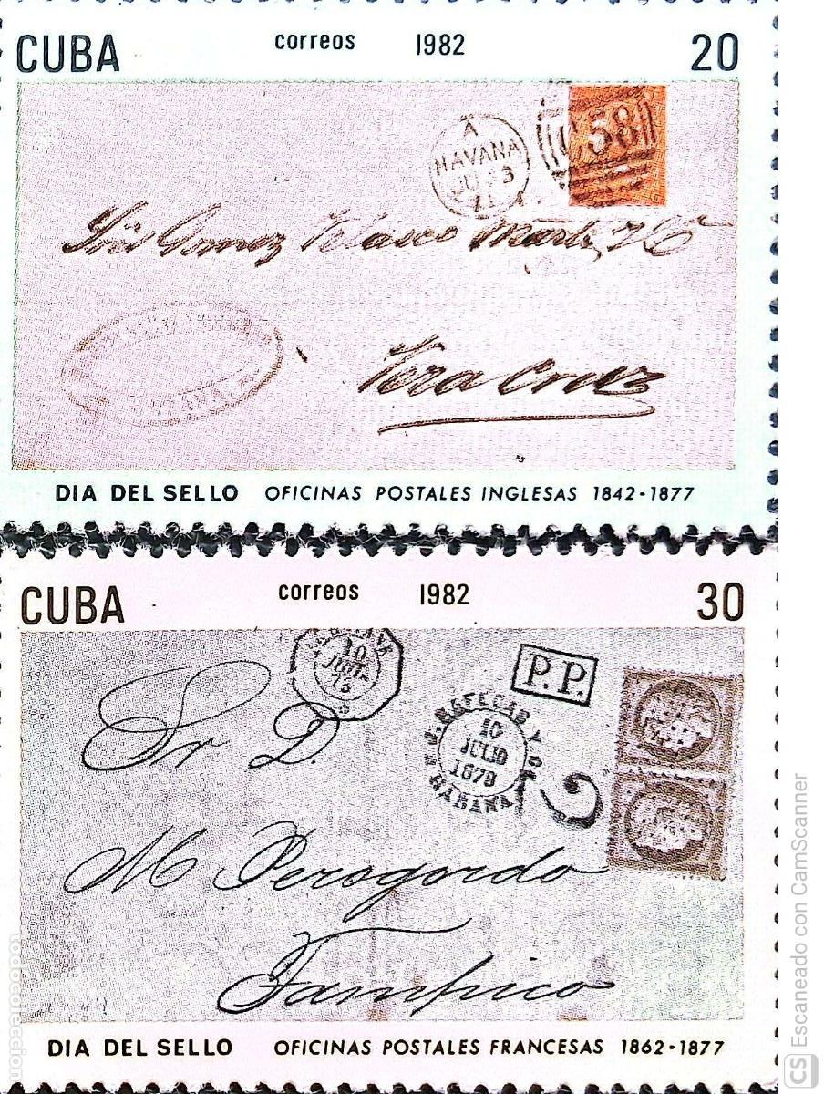 Sellos: Cuba. 2359/60 D&iacute;a del sello: Cartas. 1982. Sellos nuevos y numeraci&oacute;n Yvert