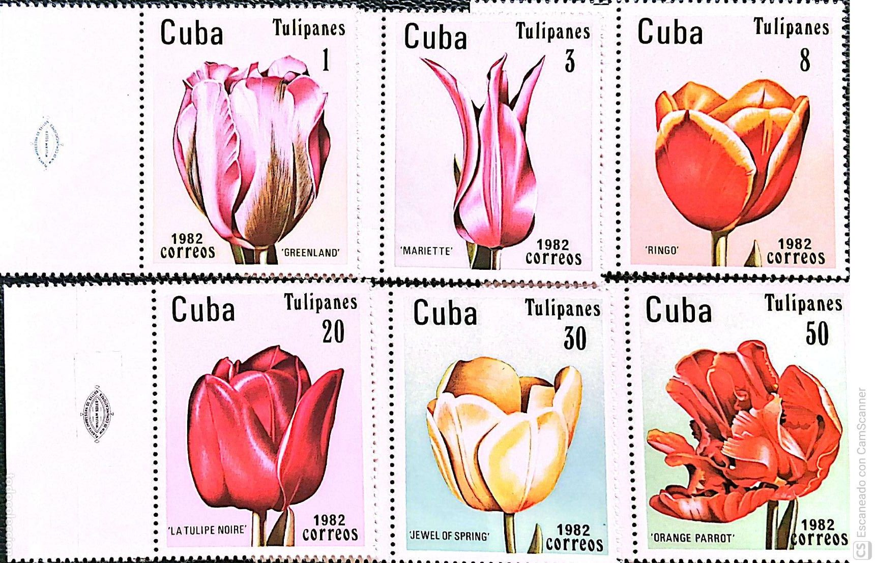 Sellos: Cuba. 2346/51 Flora: Tulipanes. 1982. Sellos nuevos y numeraci&oacute;n Yvert.