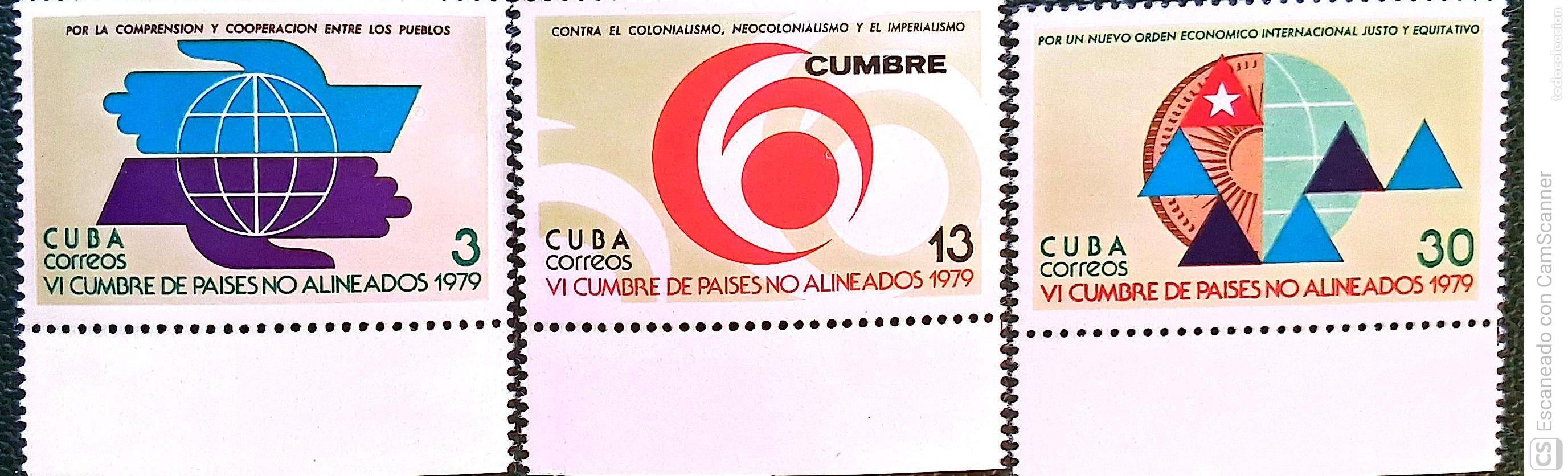 Sellos: Cuba. 2116/18 Cumbre Pa&iacute;ses no alineados. 1979. Sellos nuevos y numeraci&oacute;n Yvert