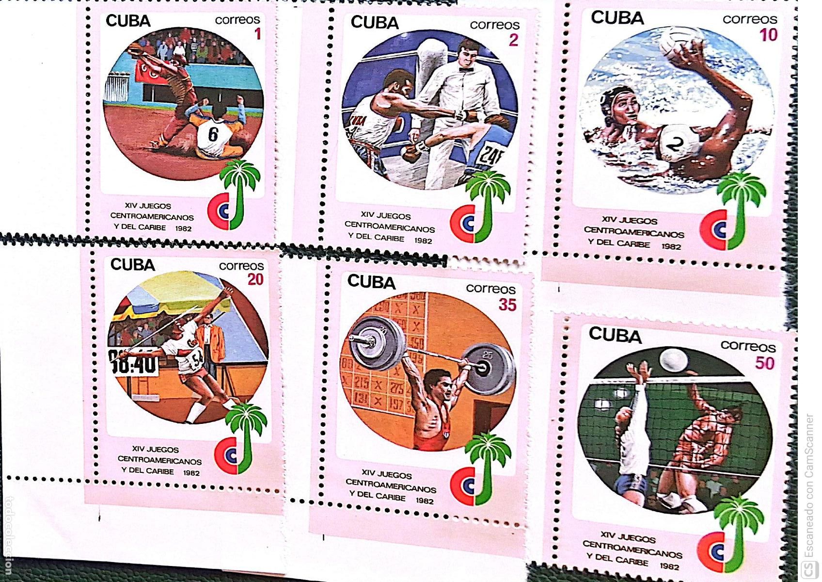 Sellos: Cuba. 2377/82 Juegos de Am&eacute;rica Central y del Caribe. Deportes: B&eacute;isbol, boxeo, water-polo, jabalina