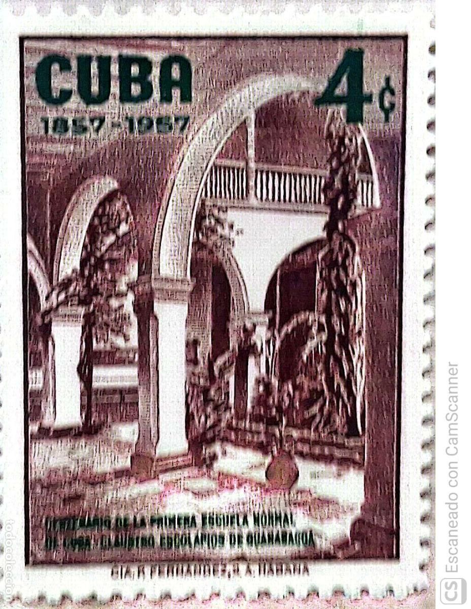 Sellos: Cuba. 467 Centenario primera Escuela Normal: Patio interior. 1957. Sellos nuevos con charnela y nume