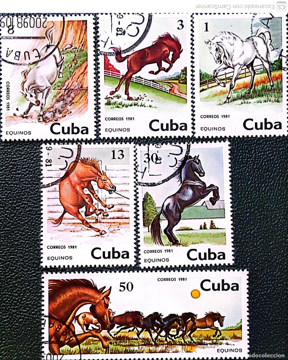 Sellos: Cuba 2288/93 Fauna: Caballos. 1981. Sellos usados y numeraci&oacute;n Yvert.