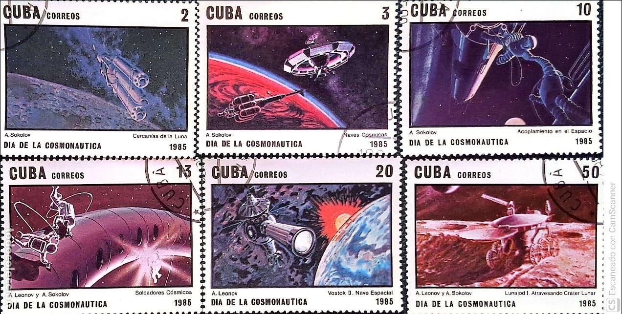 Sellos: Cuba. 2616/21 D&iacute;a de la Cosmonauta. 1985. Sellos usados y numeraci&oacute;n Yvert.