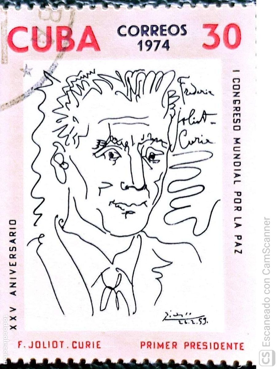 Sellos: Cuba. 1815 Aniversario del 1er. Congreso mundial por la paz: Cuadro de Picasso. 1974. Sellos usados
