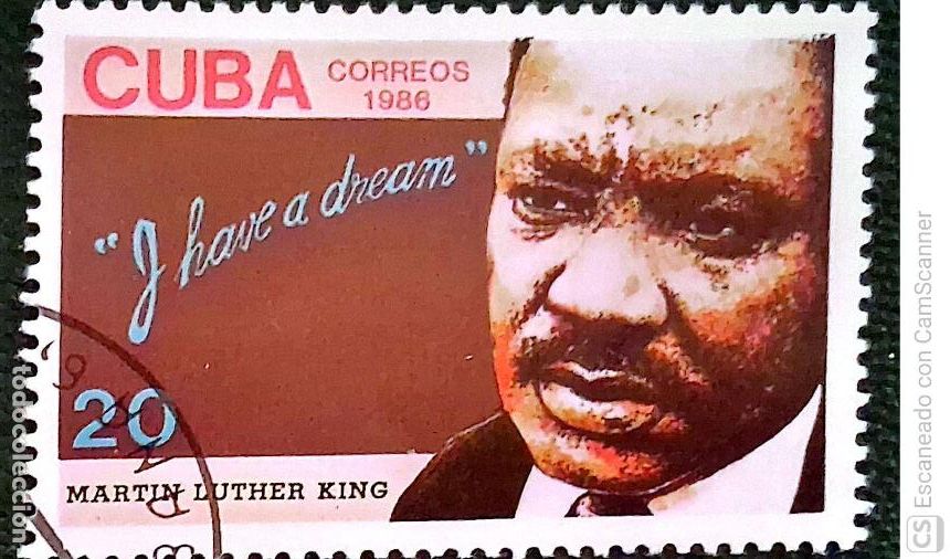 Sellos: Cuba. 2703 Homenaje a Mart&iacute;n Luther King. 1986. Sellos usados y numeraci&oacute;n Yvert.