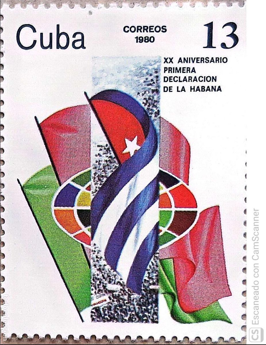 Sellos: Cuba. 2207 Aniversario de la 1&ordf; Declaraci&oacute;n de La Habana: Banderas. 1980. Sellos nuevos y numeraci&oacute;n