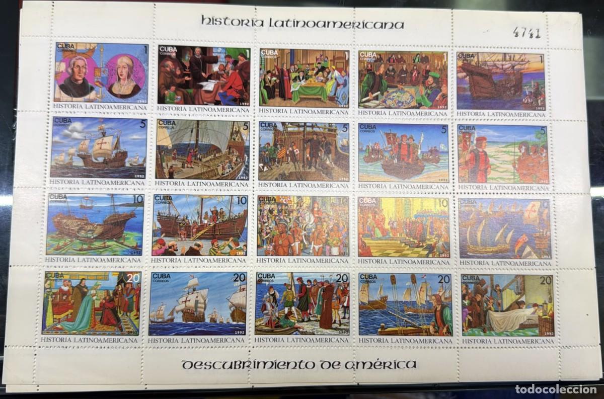 Sellos: O) 1992 CUBA, SPANISH COLONY, CHRISTOPHER COLUMBUS, COLON, DISCOVERY OF AMERICA, QUEEN ISABELLA, CO