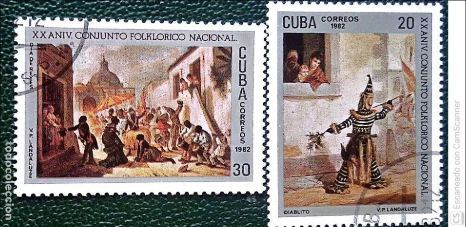 Sellos: Cuba. 2391/92 Aniversario de la creaci&oacute;n de la Asamblea folcl&oacute;rica nacional. Escenas de representaci