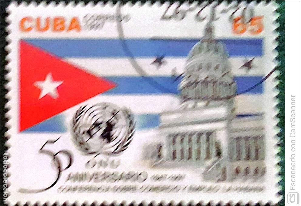 Sellos: Cuba. 3687 Aniversario de la Conferencia de La Habana: Capitolio Nacional, emblema de la ONU y band