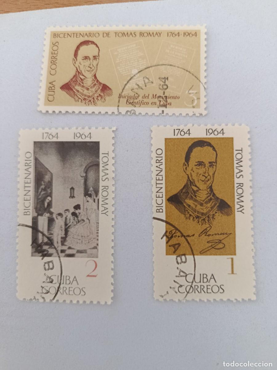 Sellos: Sellos Cuba 1964, II centenario nacimiento Dr. Tom&aacute;s Romay. edifil 1148/1150