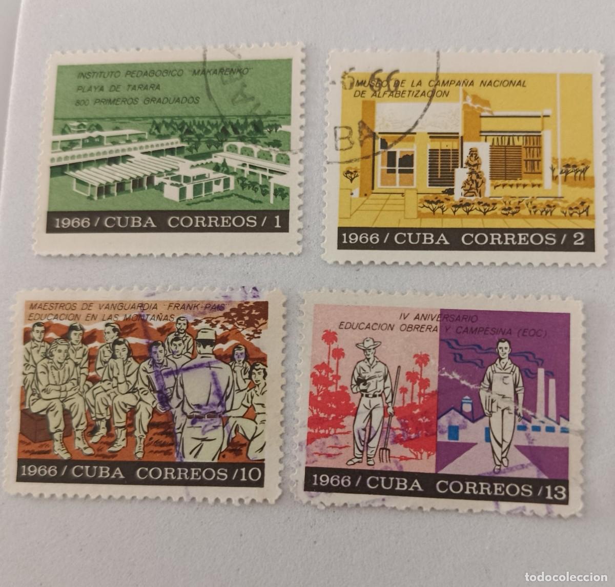 Sellos: Sellos Cuba 1966, desarrollo de la educaci&oacute;n, edifil 1348, 1351/1353.