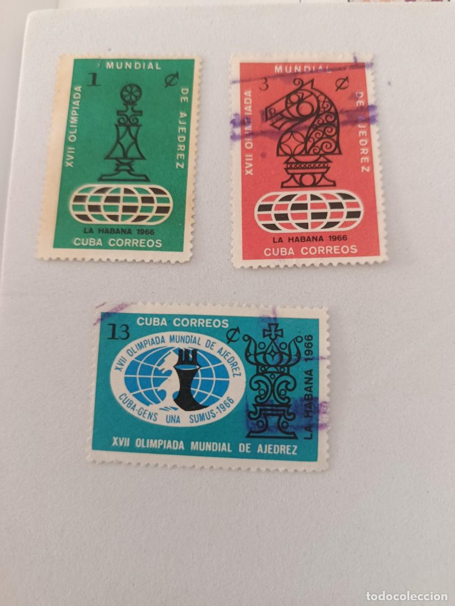 Sellos: Sellos Cuba 1966, XVII Olimpiada mundial de ajedrez. edifil 1383, 1385 y 1388.