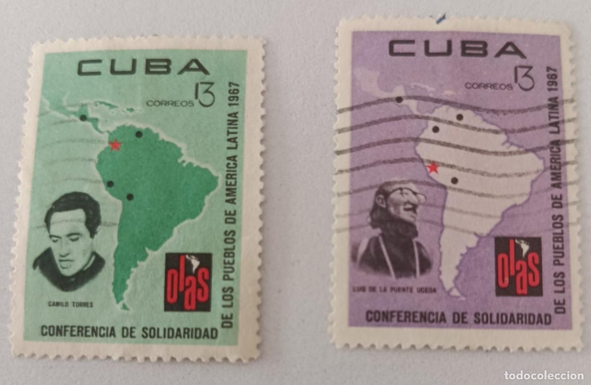 Sellos: Sellos Cuba 1967, I Conferencia de Solidaridad pueblos America latina. edifil 1484 y 1487.