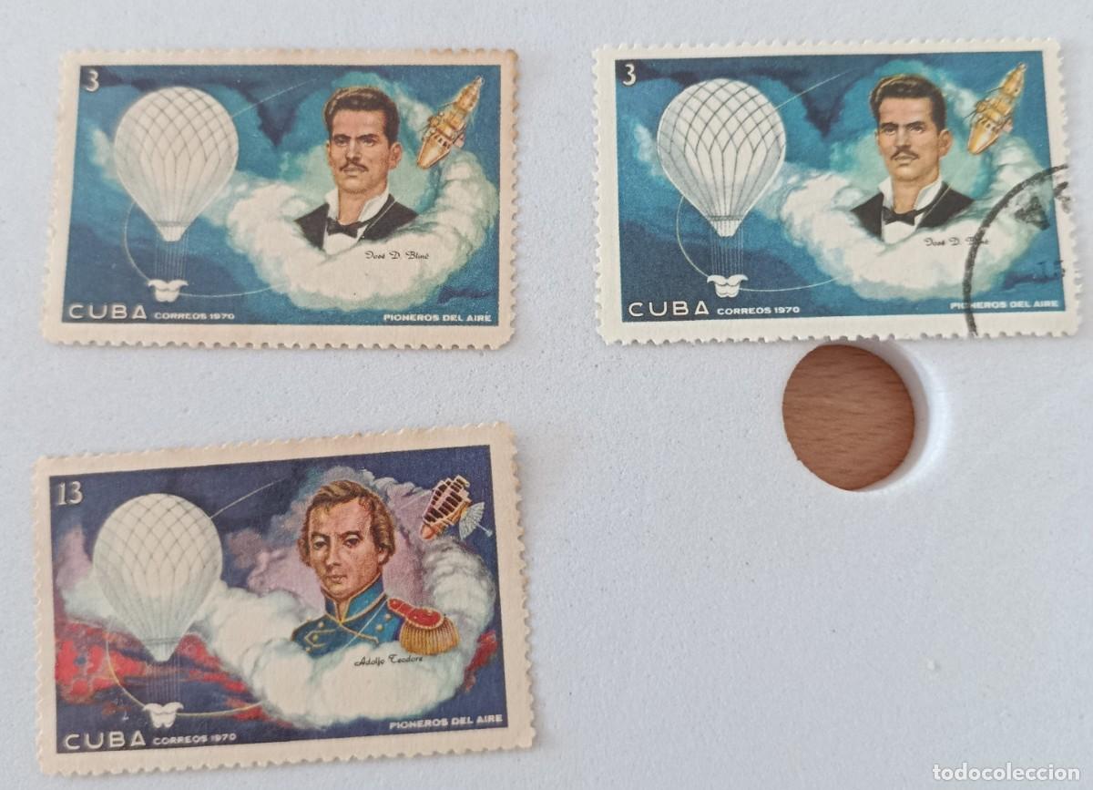 Sellos: Sellos Cuba 1970, Pioneros del aire. edifil 1754/1755