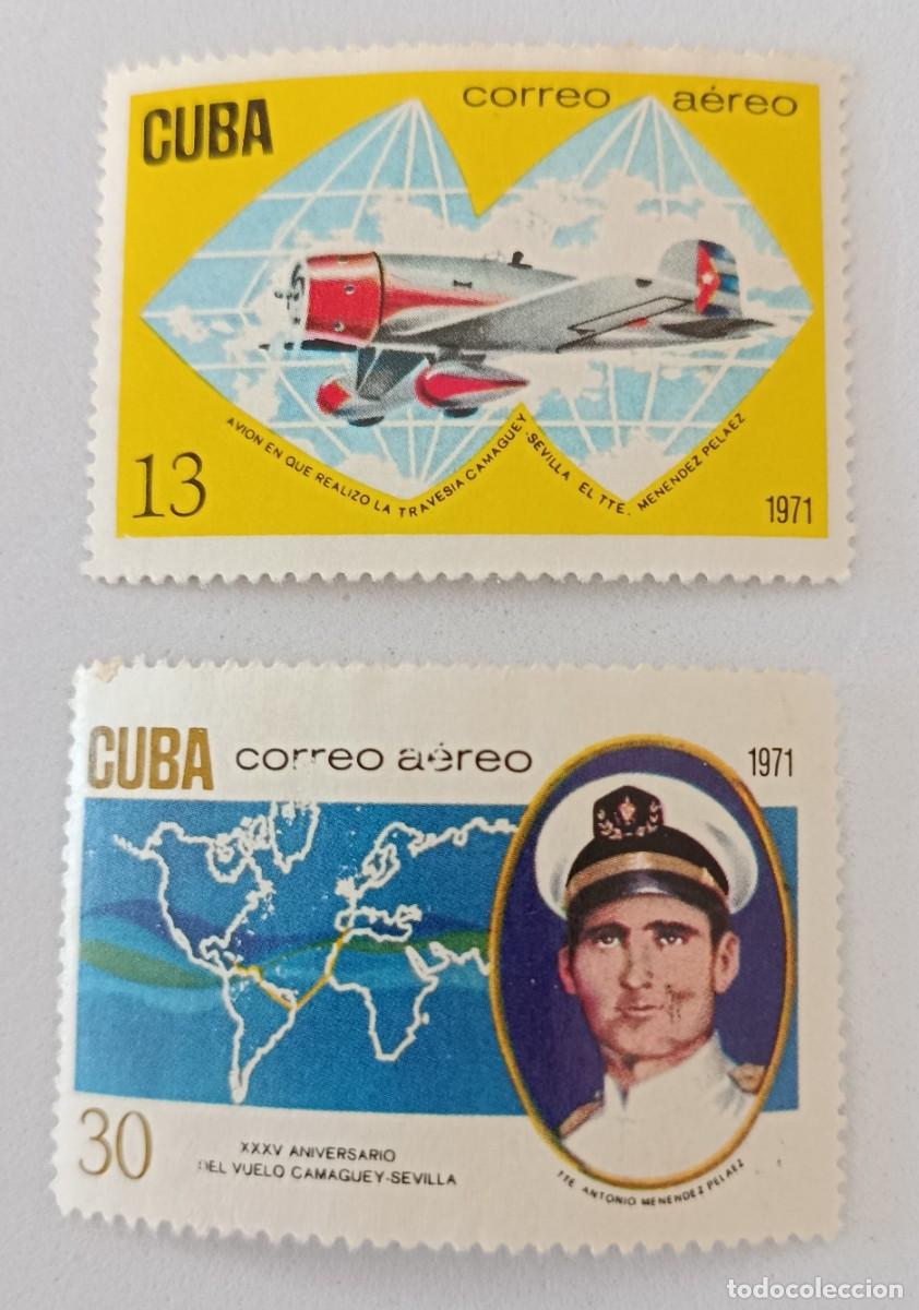 Sellos: Sellos Cuba 1971, 35 Aniversario del vuelo Camag&Uuml;ey-Sevilla. edifil 1829/1830
