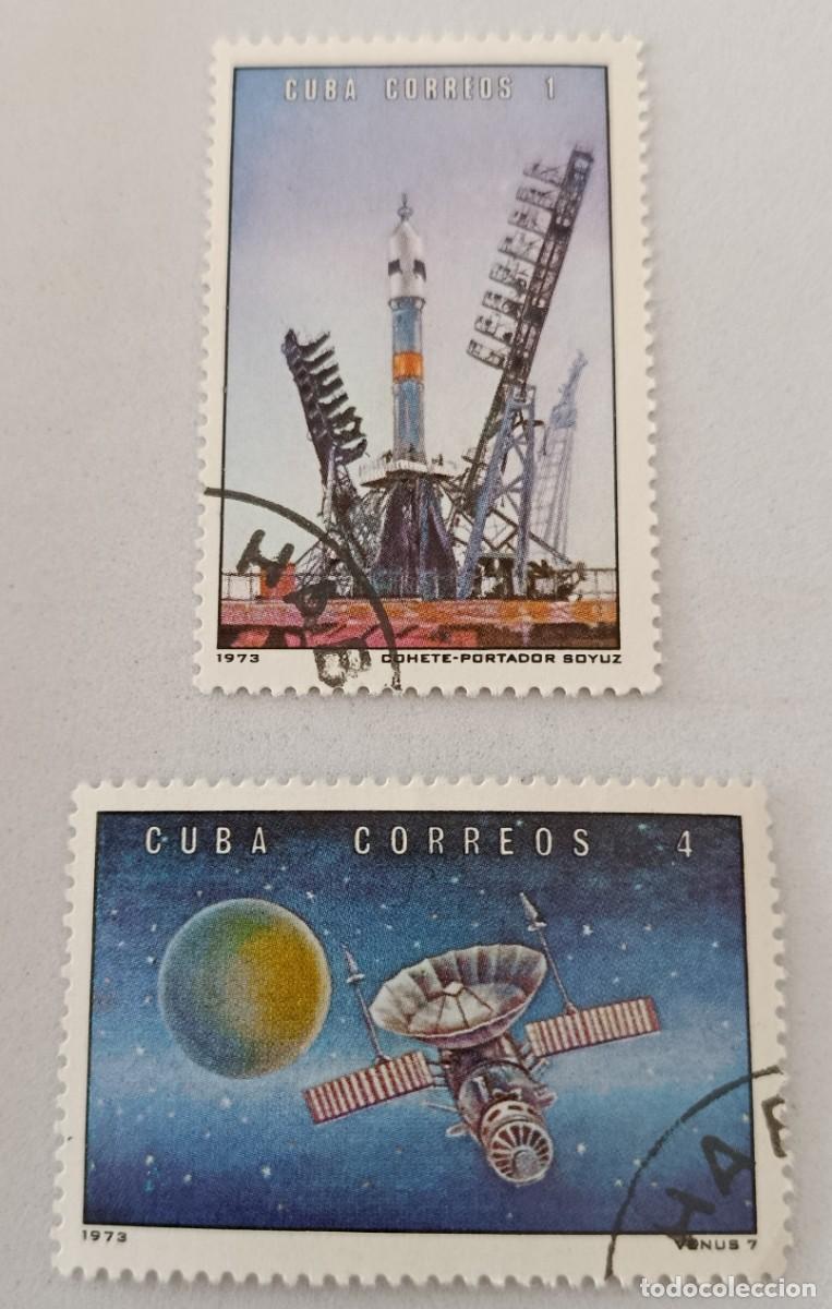 Sellos: Sellos Cuba 1973, Logos sovi&eacute;tico sen el cosmos, edifil 2932 y 2935