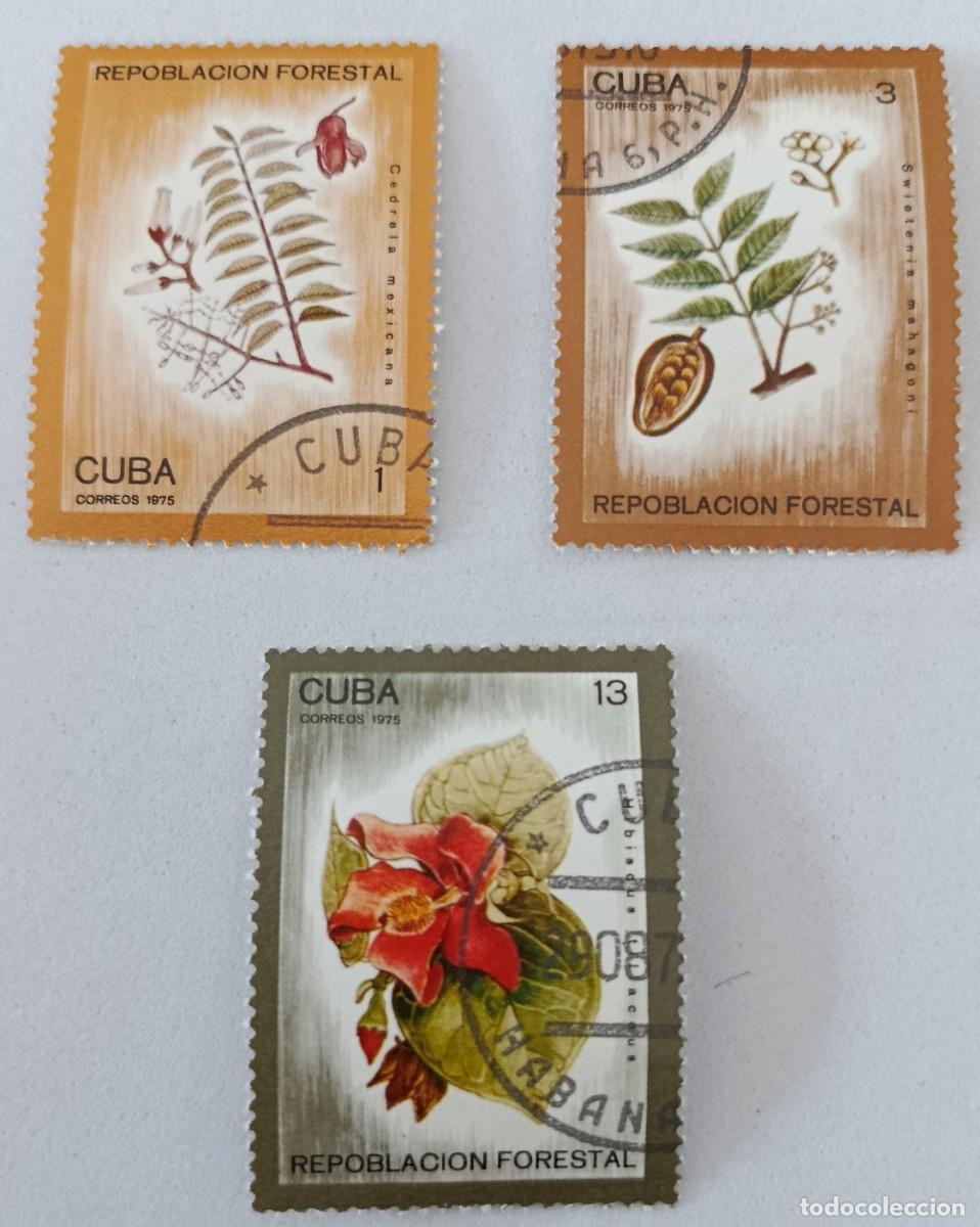 Sellos: Sellos Cuba 1975, Repoblaci&oacute;n forestal. edifil 2233, 2234 y 2236