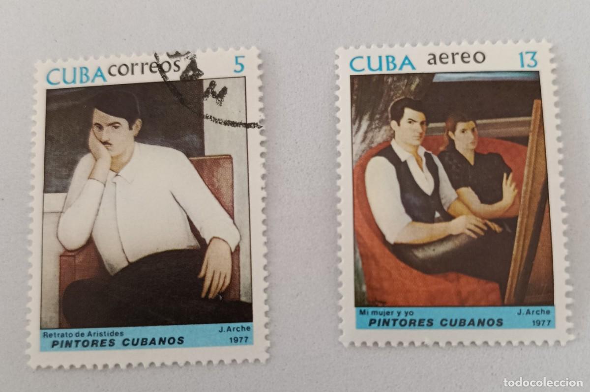 Sellos: Sellos Cuba 1977, Pintores cubanos, Jorge arche. edifil 2404 y 2407