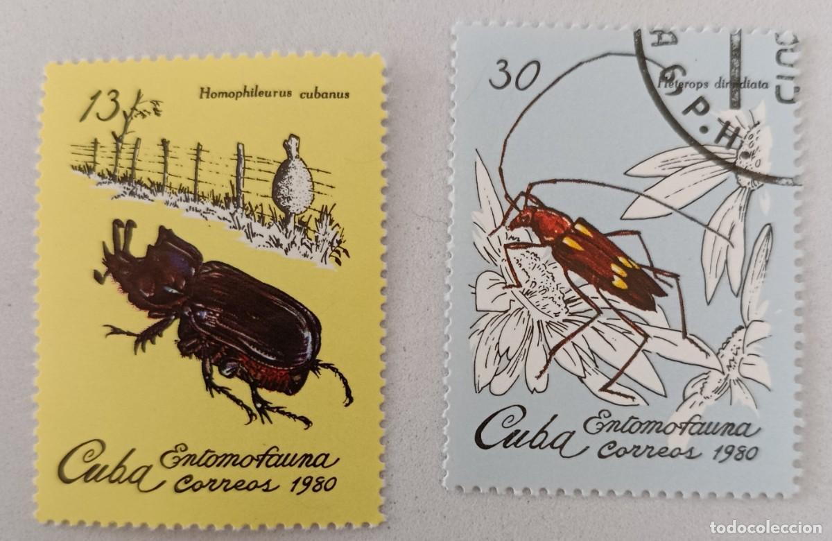 Sellos: Sellos Cuba 1980, Entomofauna, insectos cubanos, edifil 2620/2621