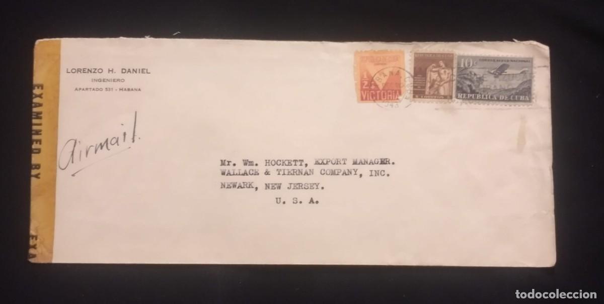 Sellos: TS) 1943 CUBA, CENSORSHIP, AIRMAIL, COVER SENT FROM HAVANA TO NEW JERSEY, USA, WAR RELIEF AND JOS&Eacute; M