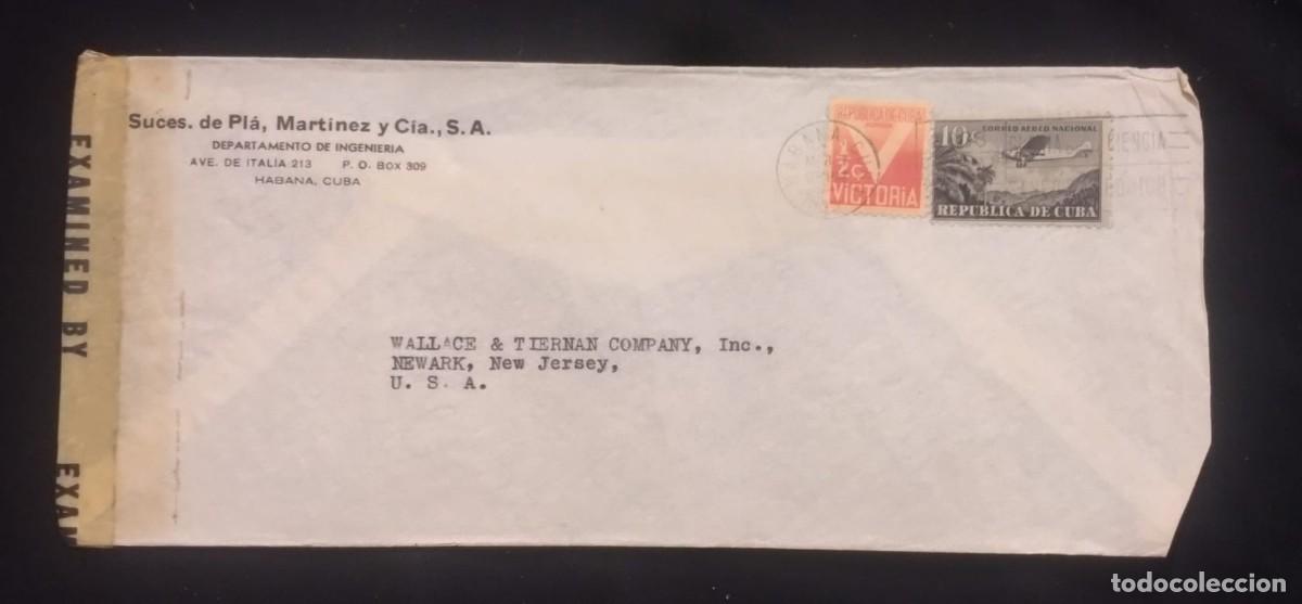 Sellos: TS) 1944 CUBA, CENSORSHIP, CANCELLATION SLOGAN, COVER SENT FROM HAVANA TO NEW JERSEY, USA, AIRMAIL,