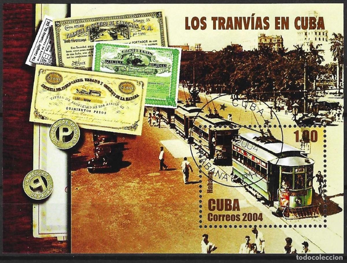 Sellos: Cuba 2004 - Mi BL 187 - YT BF 187 - Los tranvias en La Habana