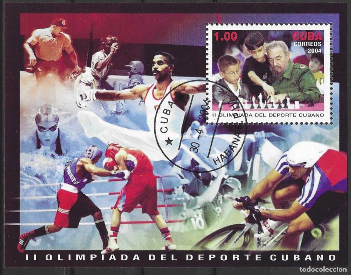 Sellos: Cuba 2004 - Mi BL 190 - YT BF 190 - Los deportes y Fidel Castro con ajedrez