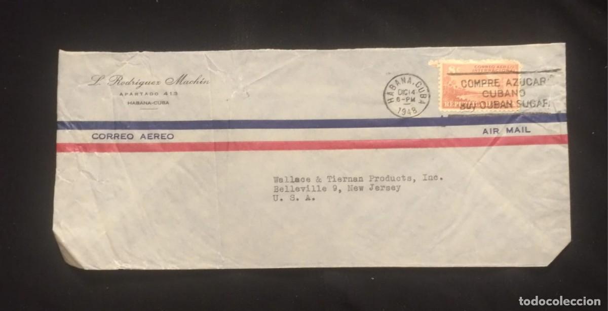 Sellos: TS) 1948 CUBA, SLOGAN CANCELLATION,AIRMAIL, COVER SENT FROM HAVANA TO NEW JERSEY, USA, VF.