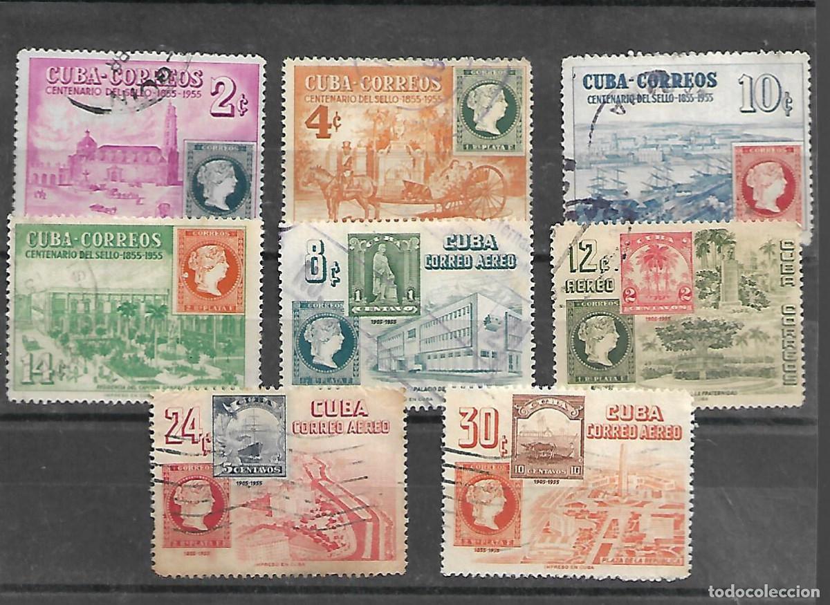 Sellos: CUBA SERIE COMPLETA MATASELLADA DE 1955