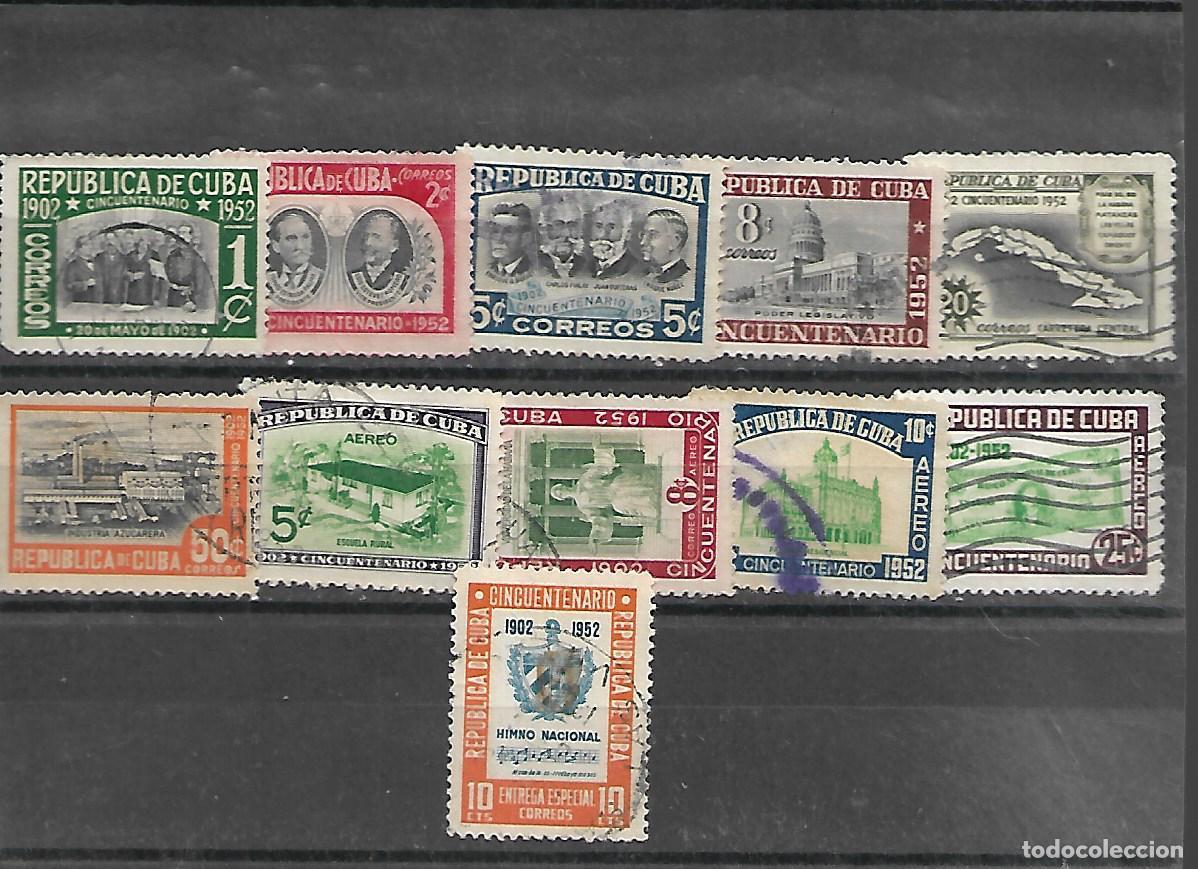 Sellos: CUBA SERIE COMPLETA MATASELLADA DE 1952