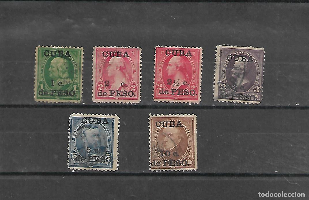 Sellos: CUBA SELLOS DE LA SERIE MATASELLADA DE 1899 N&ordm; 23/28