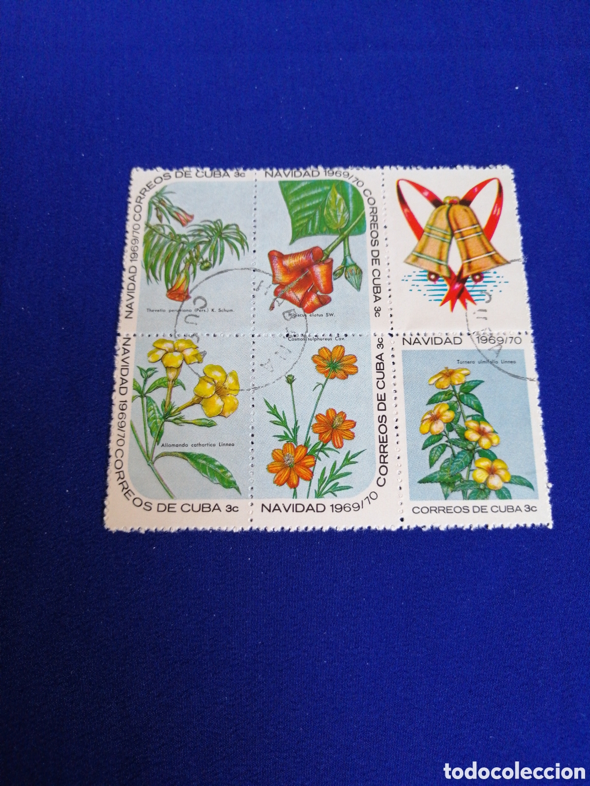 Sellos: CUBA - LOTE NAVIDAD 1969-70 SELLO USADO MATASELLADOS