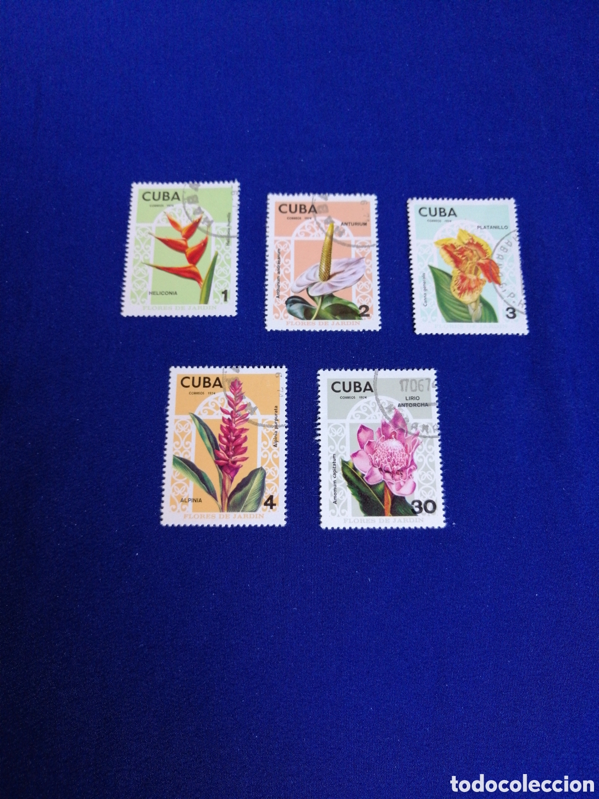 Sellos: CUBA - LOTE FLORES SELLO USADO MATASELLADOS