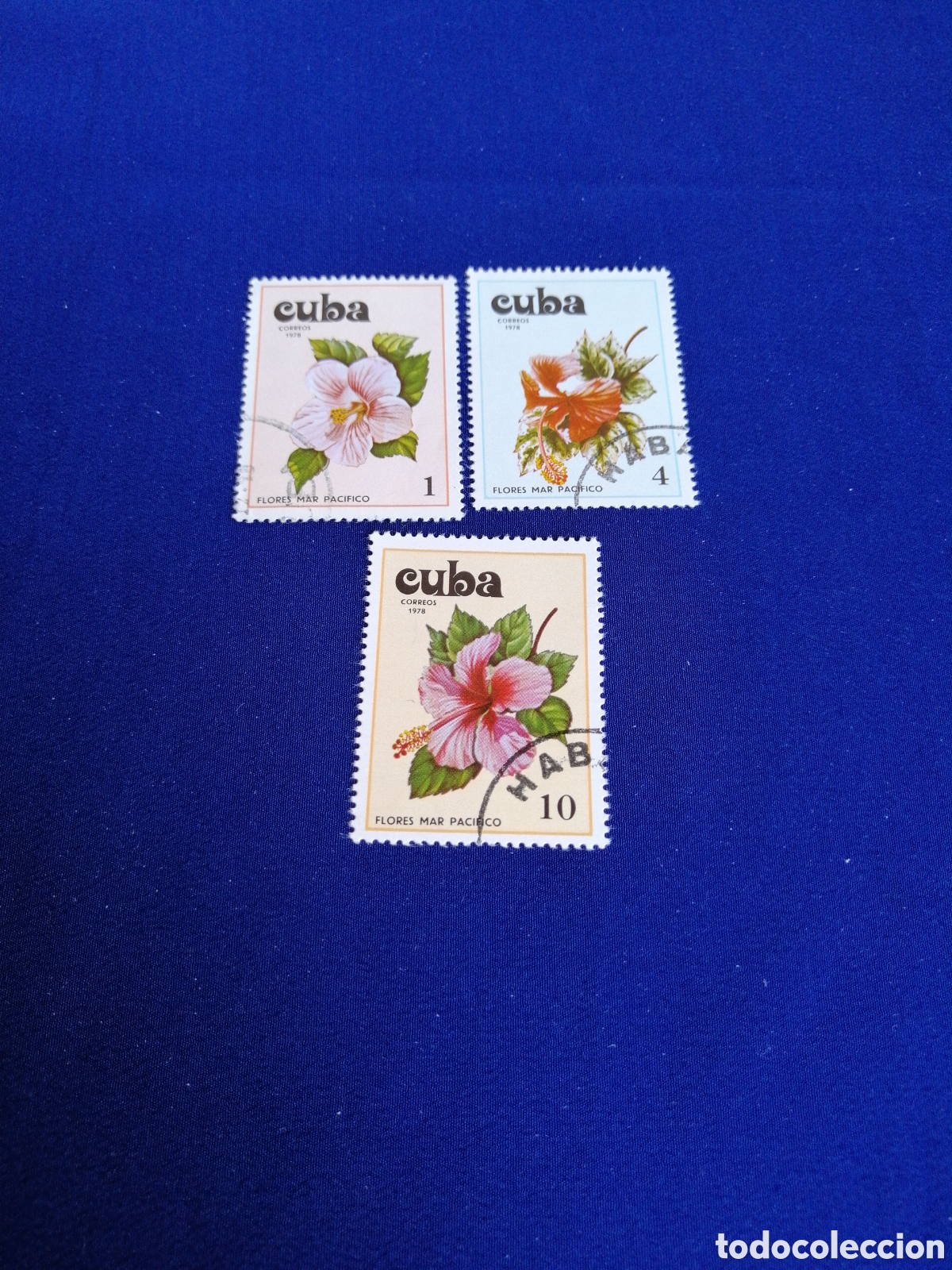 Sellos: CUBA - LOTE FLORES SELLO USADO MATASELLADOS
