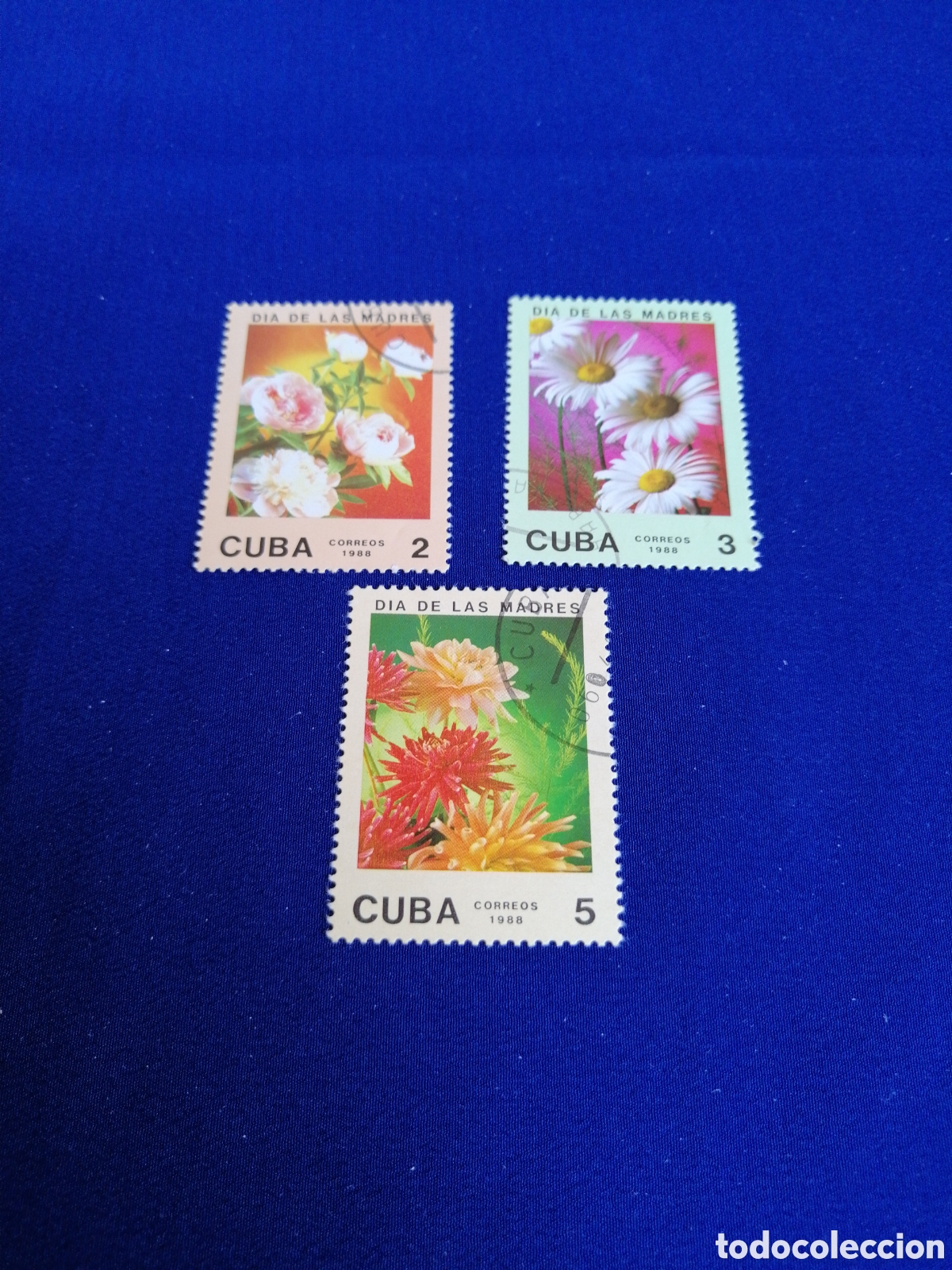 Sellos: CUBA - LOTE FLORES SELLO USADO MATASELLADOS