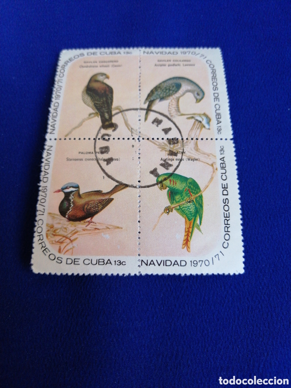 Sellos: CUBA - LOTE SELLO NAVIDAD 1970-71 AVES P&Aacute;JAROS USADO MATASELLADOS