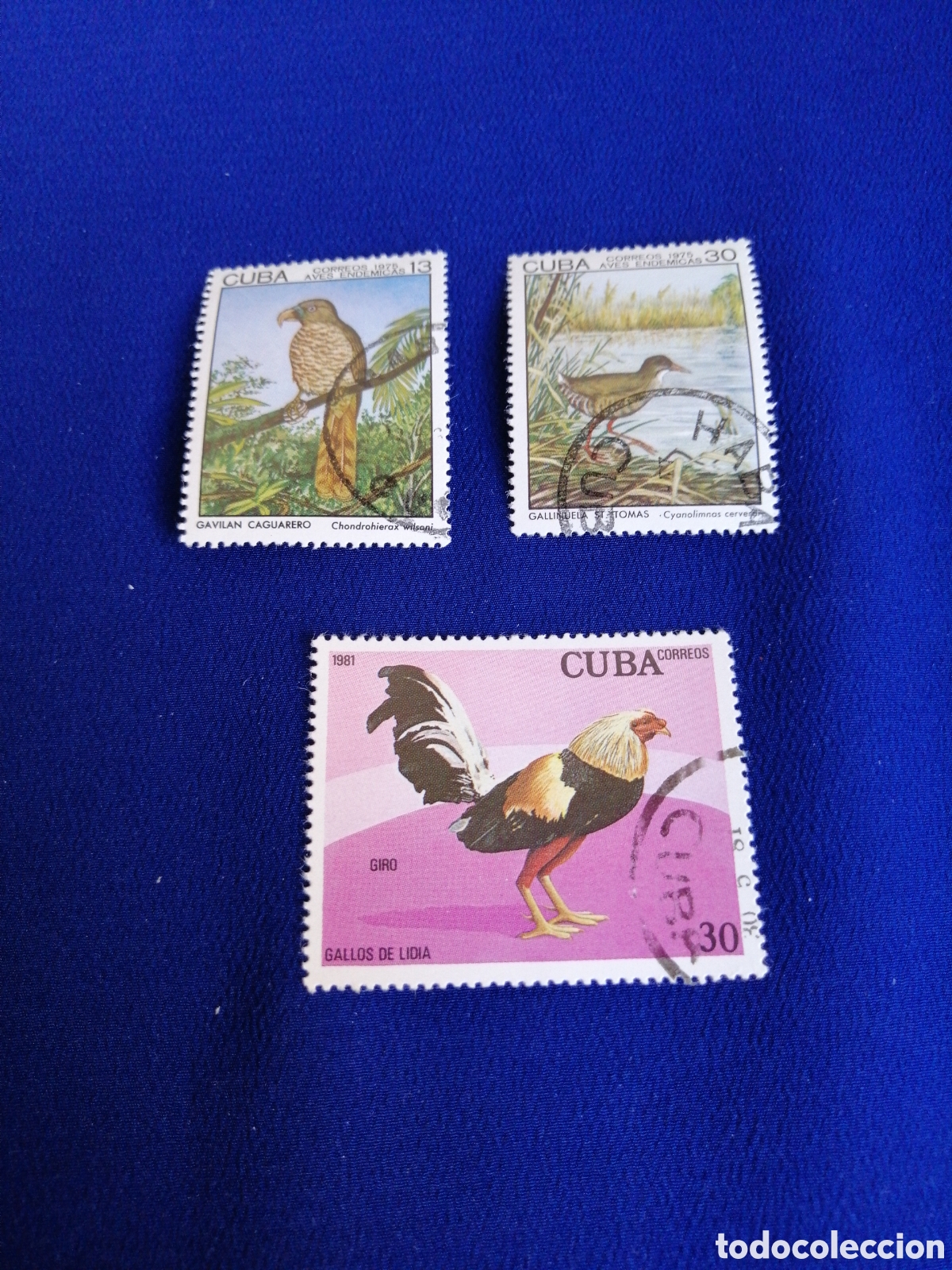 Sellos: CUBA - LOTE AVES P&Aacute;JAROS SELLO USADO MATASELLADOS