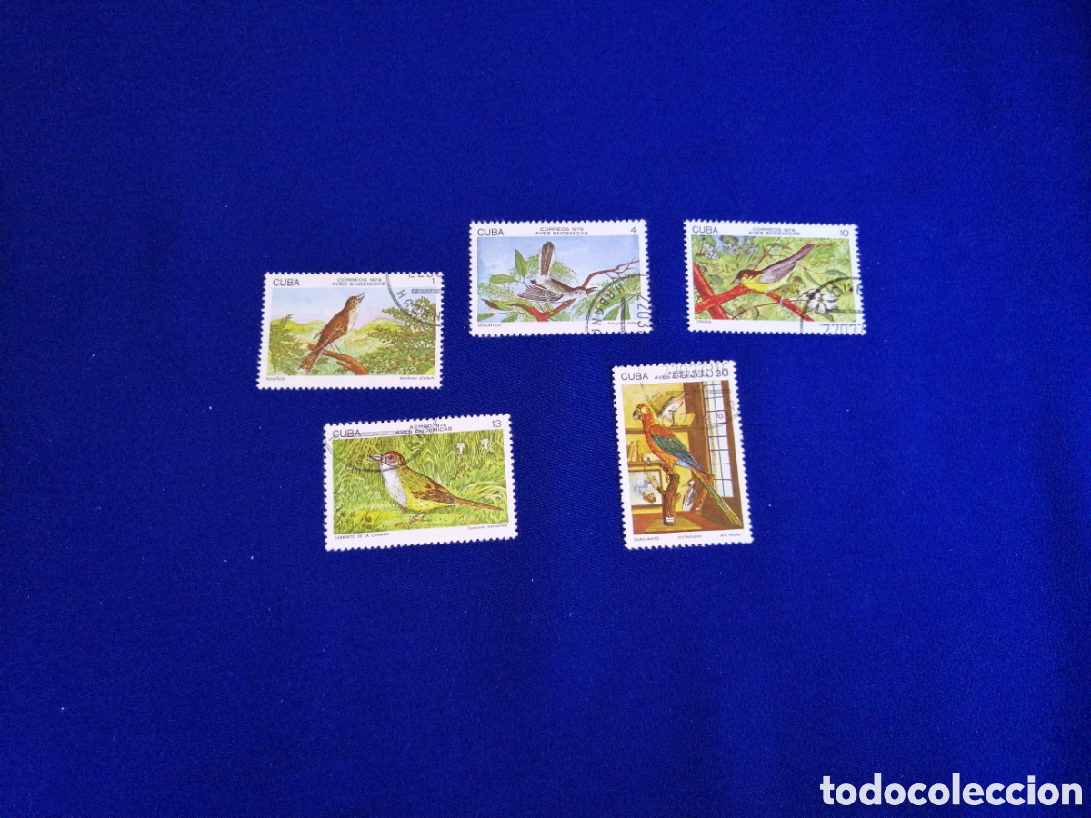 Sellos: CUBA - LOTE AVES P&Aacute;JAROS SELLO USADO MATASELLADOS