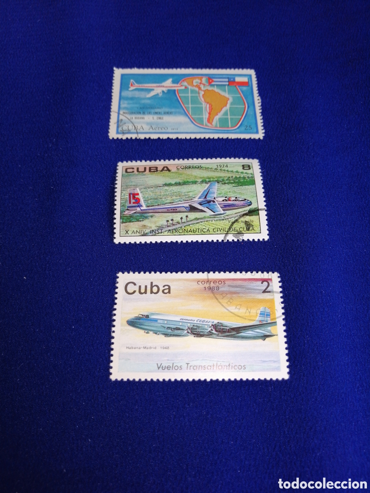 Sellos: CUBA - LOTE AVIACI&Oacute;N SELLO USADO MATASELLADOS