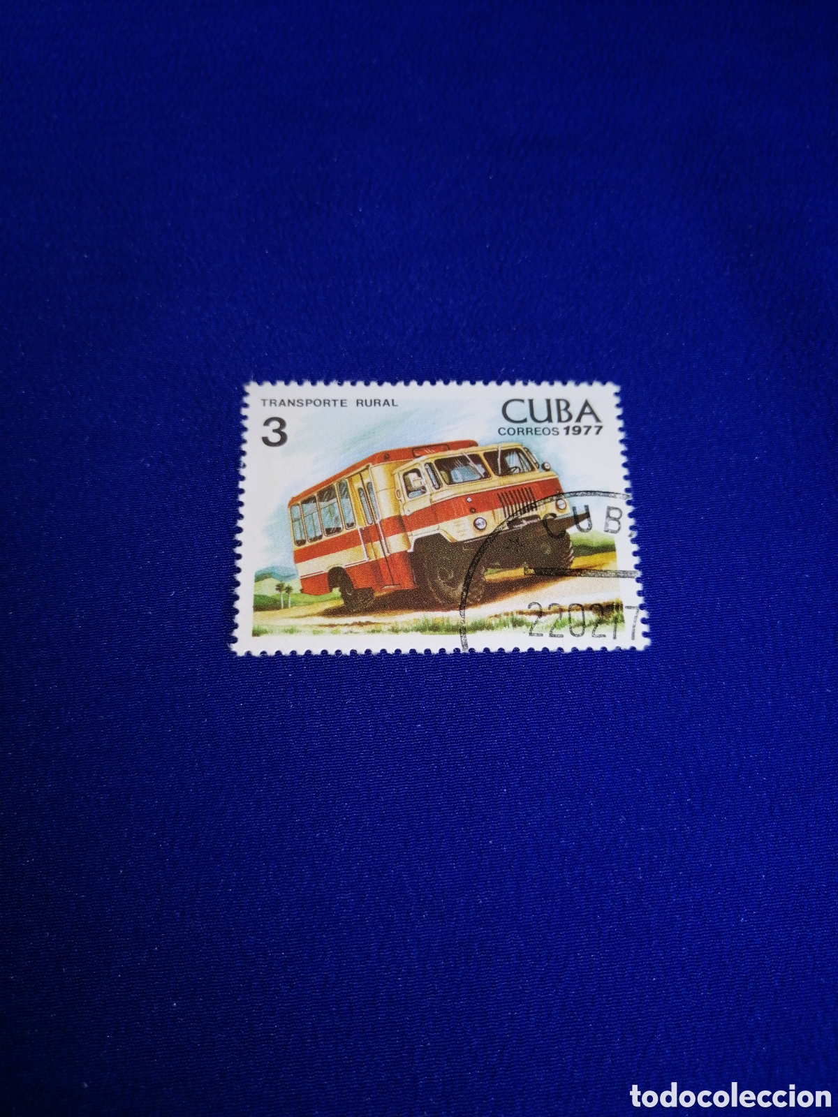 Sellos: CUBA - TRANSPORTE RURAL AUTOB&Uacute;S SELLO USADO MATASELLADOS