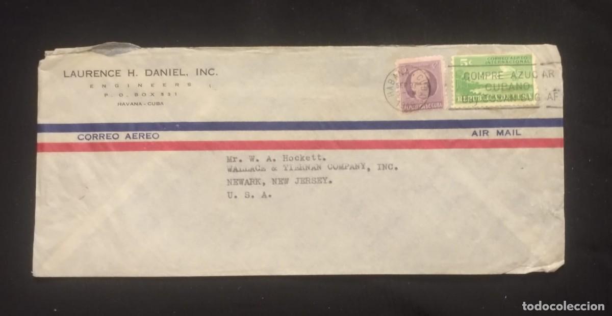 Sellos: TS) 1946 CUBA, SLOGAN CANCELLATION, COVER SENT FROM HAVANA TO NEW JERSEY, AIRMAIL, MULTIPLE STAMPS.