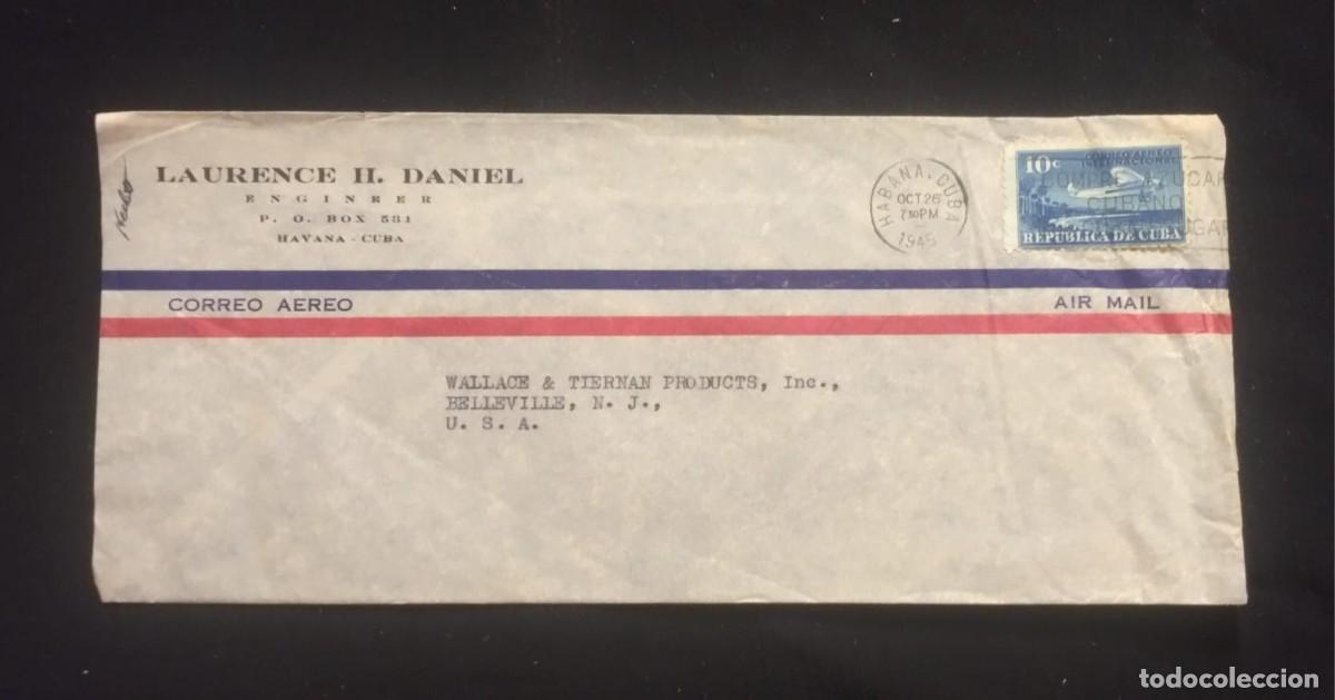 Sellos: TS) 1945 CUBA, SLOGAN CANCELLATION,AIRMAIL, COVER SENT FROM HAVANA TO NEW JERSEY, AIRMAIL.