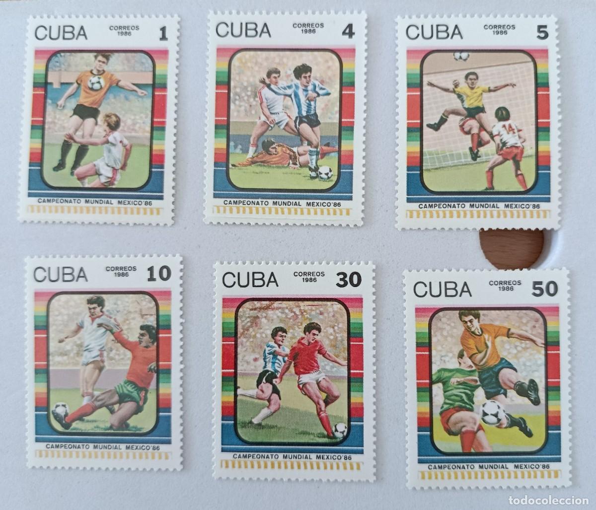 Sellos: Sellos Cuba 1986, Copa Mundial de futbol M&eacute;xico&acute;86, edifil 3144/3149