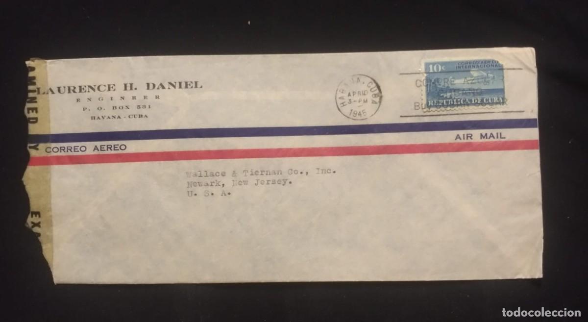 Sellos: TS) 1945 CUBA, SLOGAN CANCELLATION,AIRMAIL, COVER SENT FROM HAVANA TO NEW JERSEY.