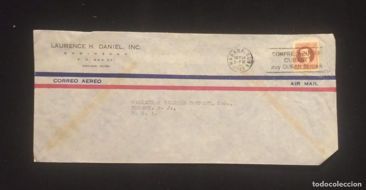 Sellos: TS) 1945 CUBA, SLOGAN CANCELLATION,AIRMAIL, COVER SENT FROM HAVANA TO NEW JERSEY, WITH IGNACIO AGRAM