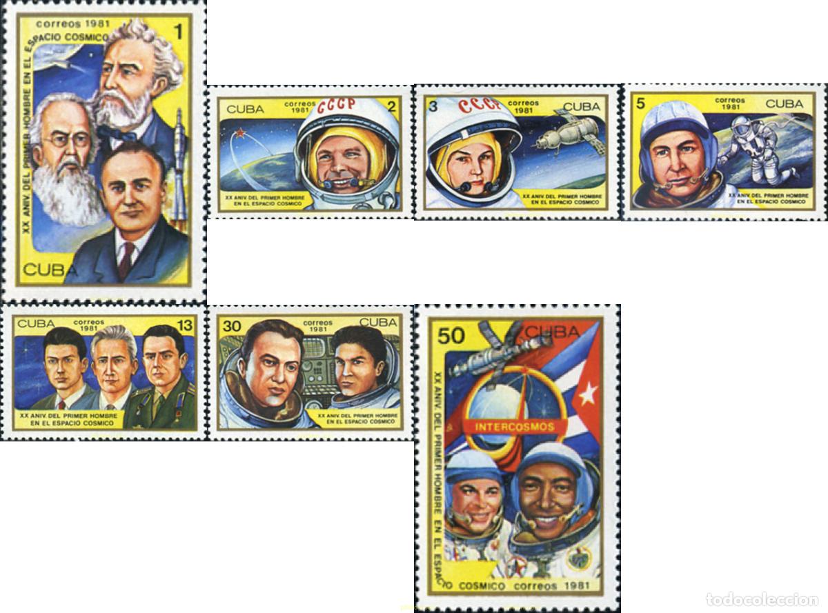 Sellos: 359271 MNH CUBA 1981 20 ANIVERSARIO DEL PRIMER HOMBRE EN LA LUNA