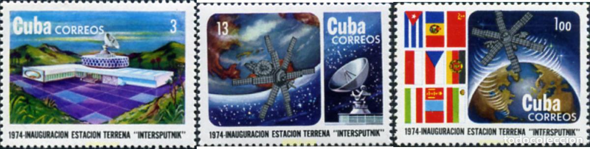 Sellos: 364140 MNH CUBA 1974 INAUGURACION DE LA ESTACION TERRESTRE INTER-SPOUTNIK